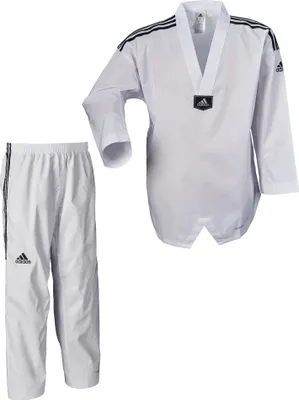 Produktbild von adidas TKD Anzug, adi Fighter Eco mit Streifen, weißes Revers 160