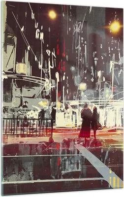 Produktbild von Bilder auf glas - Einteilig - Stadt Straße Nacht - 50x70cm - Glasbilder - Wandbilder - Bilder - zum Aufhängen bereit - Wanddekoration aus Glas - Glas Bilder - Wandbild auf Glas - GPA50x70-3780