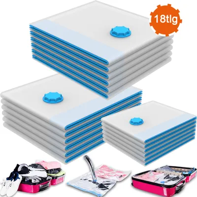 Produktbild von 18er Set Vakuum Aufbewahrungsbeutel 40x60cm Vakuumbeutel Platzsparer Kleiderbeutel Kleidung Bettwäsche Wäsche Beutel Wiederverwendbar