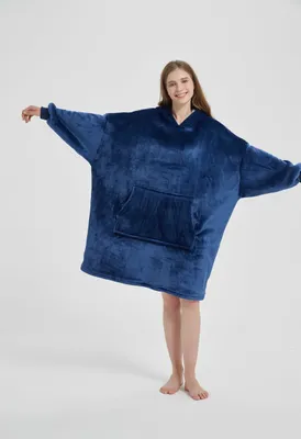 Obrázek produktu pro Oversize Hřejivá Deka S Kapucí 2V1 Námořnická Modrá