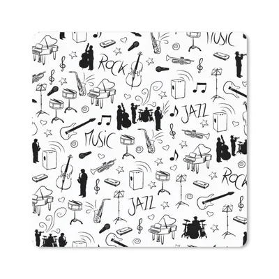 Produktbild von MuchoWow® Mauspad Mousepad Musik - Muster - Schwarz und Weiß 20x20 cm - Mousepads - Maus Mat - Pad - Mausunterlage - Desk Mat - Bureauartikeln
