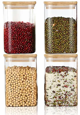 4er-Set 1100 ml Glasvorratsdosen mit luftdichten Deckeln