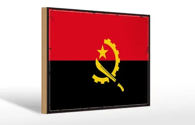 Produktbild von Holzschild Flagge Angolas 30x20cm Retro Flag of Angola