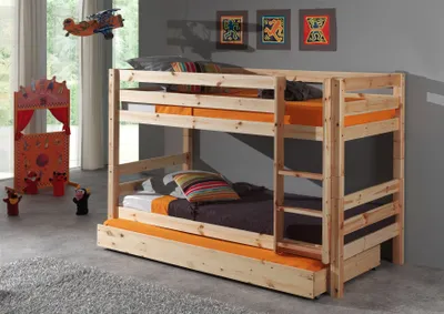 Image de Vipack Lit superposé Pino avec tiroir de lit - Pin massif laqué naturel, Dimensions : 210 cm x 140 cm x 105 cm ; PICOSBRB10