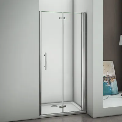 Produktbild von 90X197cm Duschkabine Eckeinstieg Dusche 180°Falttür Duschwand Duschabtrennung 6mm NANO-Glas