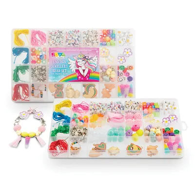 Image de Kit de bijoux « Licorne » de Joya Creative - Création de bijoux à faire soi-même pour les filles - avec des perles et des breloques colorées - Idéal pour fabriquer des bijoux pour enfants