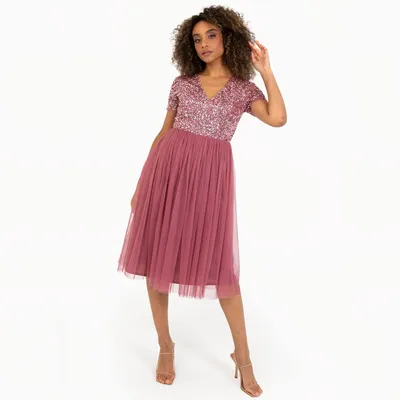 Produktbild von Maya Deluxe Damen Maya Deluxe Embellished Midi Evening Dress For Women Ladies V