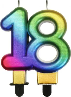 Obrázek produktu pro Narozeninová svíčka 18 - Rainbow - DUHOVÁ - 7,5 cm