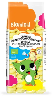 CHRUPKI KUKURYDZIANO-GRYCZANE SPIRALE BEZGLUTENOWE BIO 60 g - BIOMINKI