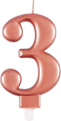 Produktbild von Roségold Metallic Kerze Zahl 3