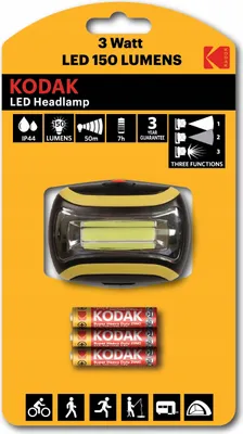 Zdjęcie produktu dla Latarka Czołowa KODAK LED HEADLAMP 150lm IP44 3AAA