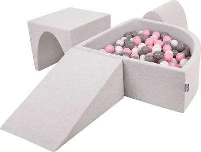 Produktbild von KiddyMoon Spielplatz Aus Schaumstoff Mit 300 Bälle 7cm Hindernisläufen Version 2 Viertel Eckig Bällebad Mit Bunten Bällen Für Babys Und Kinder