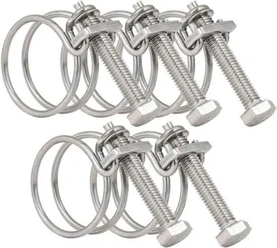 Produktbild von 5 Stück Wasserrohrklammern - 45 mm-50 mm, Edelstahl, sanitärer Schraubverschluss, 11 Größen, robuste Verbindung