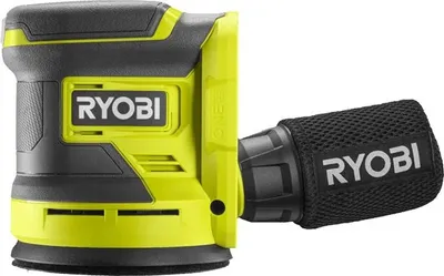 A Ryobi RROS18-0 Akku-Exzenterschleifer is shown against a white background.