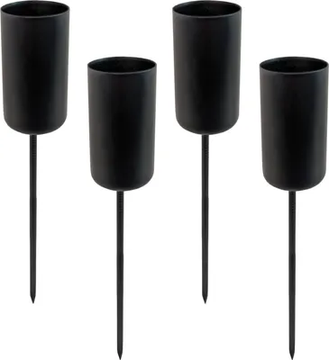 Produktbild von Stabkerzen Pick 4er Set - schwarz - Kerzen Stecker für Advents und Weihnachts Gesteck - Kerzenpick für Tafelkerzen
