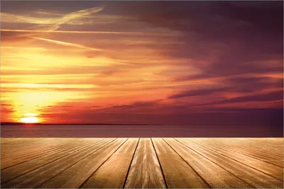 Produktbild von Wallario selbstklebendes Poster - Steg am See - Sonnenuntergang und roter Himmel, Größe: 61 x 91,50 cm