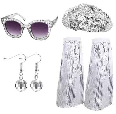 Immagine prodotto di Set di accessori per costumi anni '70 e '80 in stile disco - Costumi di Carnevale retrò