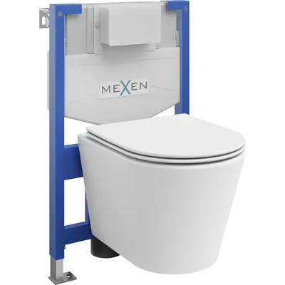 Zdjęcie produktu dla Mexen zestaw podtynkowy WC stelaż Fenix XS-F z miską WC Rico i deską wolnoopadającą, biały mat - 68030724001