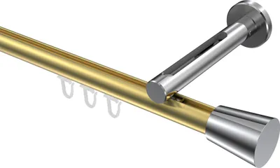 Produktbild von Interdeco Innenlaufstange / Gardinenstange mit Innenlauf Messing-Optik / Chrom, Typ Siteno Sitra (Konus), 20 mm Ø 1-läufig, 360 cm