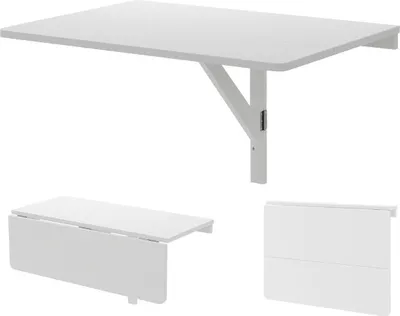 Produktbild von Wandmontierter Klapptisch Platzsparender Küchentisch Klappbarer Wandtisch 80 x 60 cm Weiß