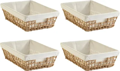 Produktbild von Aufbewahrungskörbe - 35 x 25 cm - Beige - Braun - mit Stoffeinsatz - 4er Set