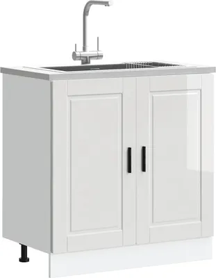 Produktbild von CLORIS Spülenunterschrank Porto Hochglanz-Weiß 80x46x81,5 cm - Küchenschränke 2228