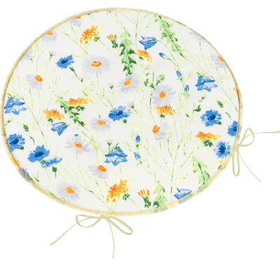 Produktbild von Sitzkissen Adele rund glatt - Durchmesser 40 cm - Blau, Gelb, Weiß