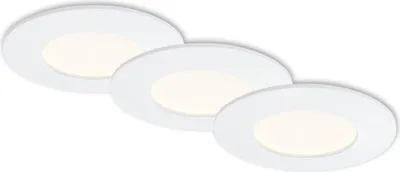Image de Lampe LED encastrée BRILONER LEUCHTEN FLAT IN, 4,8 W, 600 lm, IP44, blanc, plastique, set de 3, Ø 8,5 cm