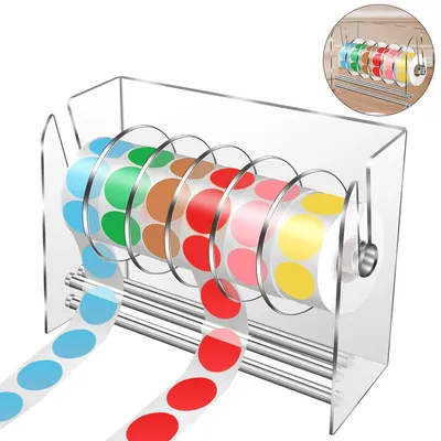 Produktbild von Etikettenspender, 6-Raster-Aufkleberrollenhalter, verstellbar, Etikettenhalter für Klebeband-Aufkleberetiketten im Büro und zu Hause