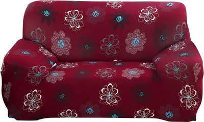 Produktbild von Stretchstoff-Sofasitzauflage 2-Sitzer Elastische Sofa-Abdeckung Schonbezug - Rot Blume