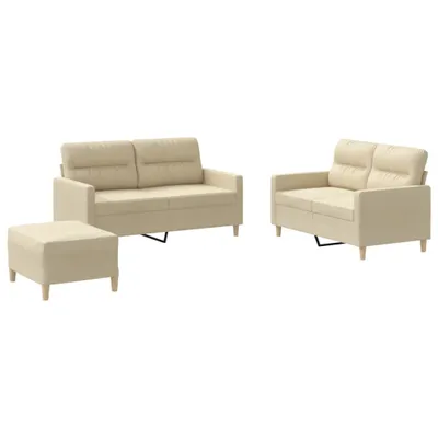 Produktbild von 3-tlg. Sofagarnitur mit Kissen Creme Stoff