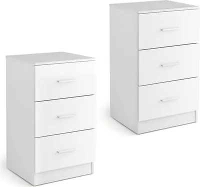 Produktbild von GOPLUS Nachtkommode aus Holz, Nachtkonsole mit 3 Schubladen, Universal Nachttisch für Schlafzimmer, Wohnzimmer oder Arbeitszimmer, Schwarz (Weiß, 2er-Set)