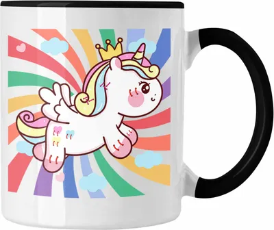 Produktbild von Trendation - Einhorn Tasse Grafik Geschenk Lustig (Schwarz)