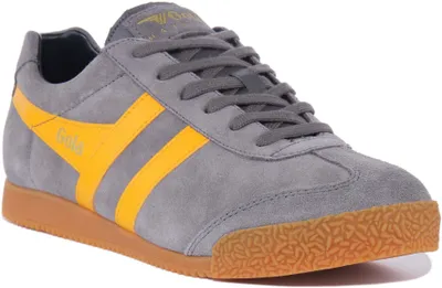 Produktbild von Gola Harrier Herren Klassiker Schnürung Wildleder Turnschuhe Grau Gelb – undefined / Grau Gelb