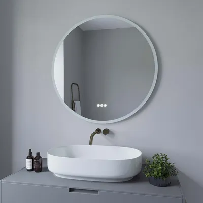Produktbild von LED Badezimmerspiegel Runder Badspiegel mit Beleuchtung 80cm Antibeschlag Dimmbar 3 Lichtfarben Wandspiegel Lichtspiegel Glas Spiegel mit Touchschalter für Badezimmer