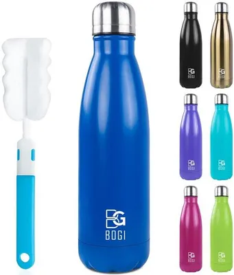Image de Bouteille isotherme en acier inoxydable, 750 ml, bleu foncé, sans BPA, isolée