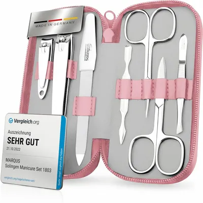 Produktbild von marQus Maniküre-Set 7-teilig – Echtleder-Etui, Solingen – Rosa