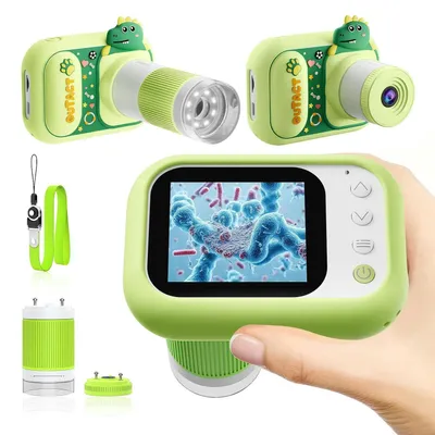 Produktbild von 1000X, 2-in-1 Digital Mikroskop mit 2,4 Zoll Bildschirm Kindermikroskop (1080P HD Kinderkamera mit Foto & Video, 8 LED-Lichtern, einstellbarem)