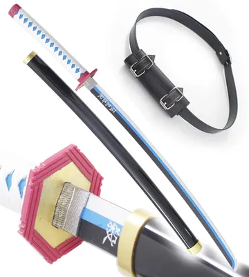 Produktbild von Anime Cosplay Holzschwert Giyu Tomioka Katana Kimetsu No Yaiba Schwert + Schwarzer Gürtel Schwerttragegürtel