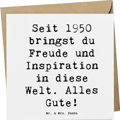 Produktbild von Mr. & Mrs. Panda Grußkarte Spruch 1950 Geburtstag - Weiß - Geschenk, Lebensreise, anlasskarte, Glückwunschkarte, Meilenstein, faltkarte, Alter, Happy Birthday, Klappkarte