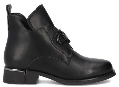 Produktbild von Schwarze Damen Winter Halbstiefel aus Naturleder mit Blockabsatz