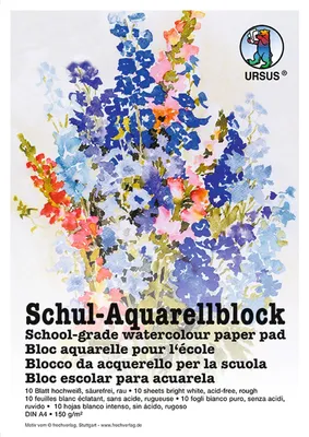Produktbild von Ursus 7004600 - Schul Aquarellblock, hochweiß, DIN A4, 150 g/qm, 10 Blatt, säure