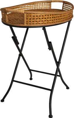 Obrázok produktu pre Bočný stolík - prírodný - 55x38x62 cm - bambus - oceľový rám