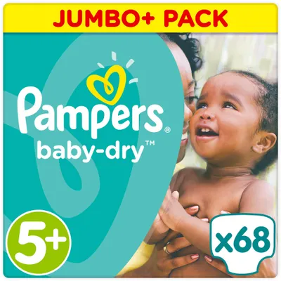 Produktbild von Pampers Baby-Dry Windeln Größe 5+ 12-17 kg 68 Windeln 12h Schutz