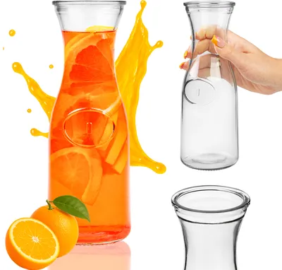 Zdjęcie produktu dla SuperButelki - szklana karafka 750 ml, dzbanek na wodę 0,75 l, grube szkoło, poręczna i uniwersalna karafa, idealna na soki i lemoniadę
