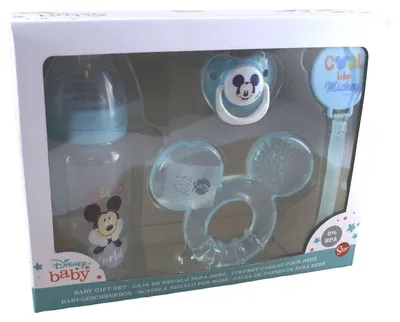 Produktbild von Set Disney Baby Mickey oder Minnie Mouse mit Beißring und Flasche
