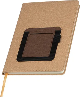 Produktbild von Notizbuch mit PolyurethanEinband / A5 / 160 Seiten / mit Smartphonefach / Farbe: braun