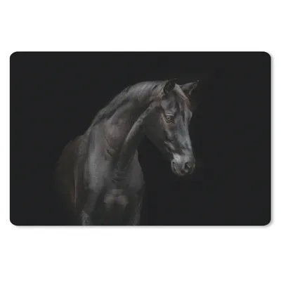 Produktbild von MuchoWow® Mauspad Mousepad Pferd - Tiere - Schwarz - Porträt 27x18 cm - Mousepads - Maus Mat - Pad - Mausunterlage - Büroartikel - Desk Matten