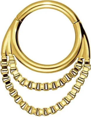 Produktbild von Ohrpiercing, Nasenpiercing, Septum Piercing Chirurgenstahl Segmentring Clicker 2 KETTEN Gold Innendurchmesser: 8 mm
