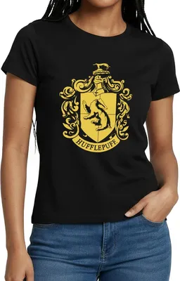 Produktbild von Spreadshirt Harry Potter Hufflepuff Wappen Frauen T-Shirt, L, Schwarz